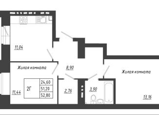 Продаю 2-ком. квартиру, 52.8 м2, село Осиново, жилой комплекс Радужный-2, с8