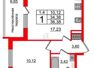 Однокомнатная квартира на продажу, 36.4 м2, Санкт-Петербург, Пулковское шоссе, 95к4