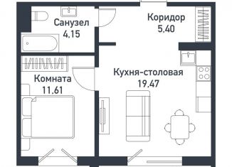 1-комнатная квартира на продажу, 40.5 м2, Челябинская область, Ласковая улица, 22