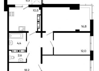 Продается трехкомнатная квартира, 87.3 м2, Симферополь, Севастопольская улица, 41