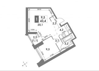 Продам 2-комнатную квартиру, 43.4 м2, Москва, ЖК Архитектор, улица Академика Волгина, 2с3