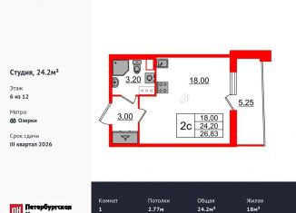 Квартира на продажу студия, 24.2 м2, Санкт-Петербург, метро Парнас