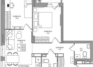 Продается 3-ком. квартира, 57.2 м2, Чувашия, Водопроводная улица, поз5