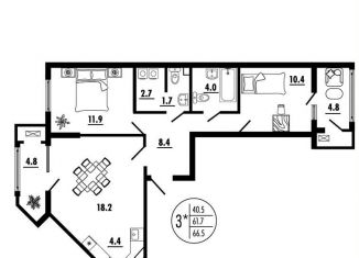 Продается 3-ком. квартира, 66.5 м2, Ростов-на-Дону