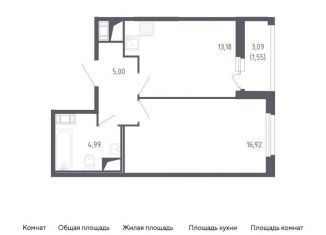 Продаю однокомнатную квартиру, 41.6 м2, Санкт-Петербург, жилой комплекс Сандэй, 7.2, Красносельский район