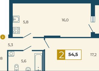 Продажа 2-комнатной квартиры, 56.3 м2, Свердловская область, улица Татищева, 105