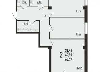 Продам двухкомнатную квартиру, 69 м2, Челябинск, улица Александра Шмакова, 4