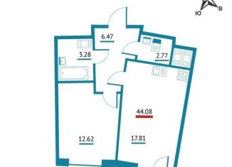 Продажа 1-ком. квартиры, 44.1 м2, Мурино