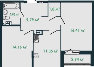 Продается двухкомнатная квартира, 58.8 м2, Верхняя Пышма, улица Калинина, 33