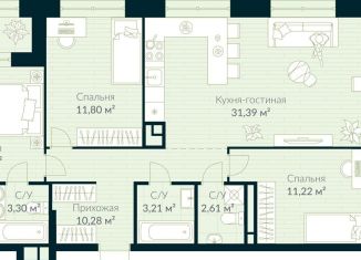 Продам квартиру свободная планировка, 90.9 м2, Уфа, Октябрьский район