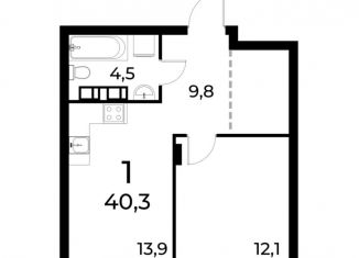 Продам 1-ком. квартиру, 40.3 м2, Нижний Новгород