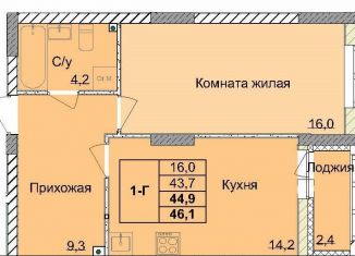 Однокомнатная квартира на продажу, 44.9 м2, Нижний Новгород, 1-я Оранжерейная улица, 16