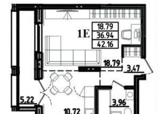 Продается 1-ком. квартира, 42.1 м2, Пенза