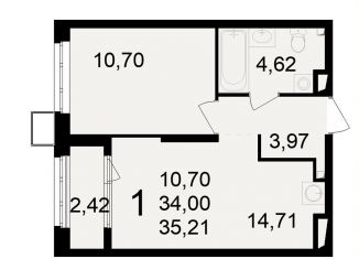 Продажа 1-комнатной квартиры, 35.2 м2, Рязань, Железнодорожный район