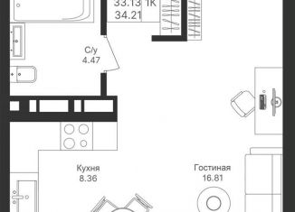 Продается квартира студия, 34.2 м2, Татарстан, жилой комплекс Мой Ритм, ПК9