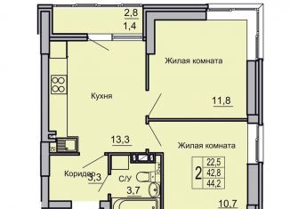 2-ком. квартира на продажу, 44.2 м2, Волгоград