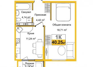 Продажа 1-комнатной квартиры, 40.3 м2, Симферополь, ЖК Город Мира