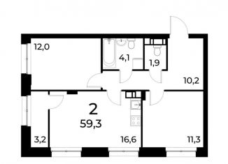 Продам 2-ком. квартиру, 59 м2, Нижний Новгород