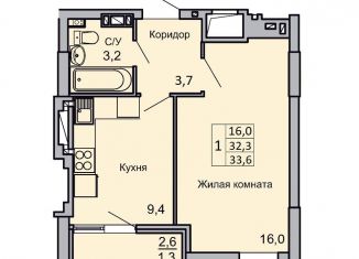 1-ком. квартира на продажу, 33.6 м2, Волгоград