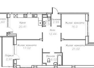 Продаю 3-ком. квартиру, 102.4 м2, село Ангелово, жилой комплекс Ангелово-Резиденц, 59