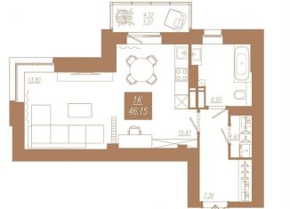 Продаю 1-комнатную квартиру, 46.2 м2, Красноярск, Советский район