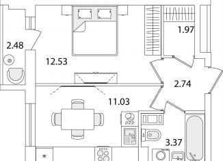 Продажа 1-комнатной квартиры, 32.9 м2, Санкт-Петербург, метро Проспект Ветеранов, улица Тамбасова, 5Н