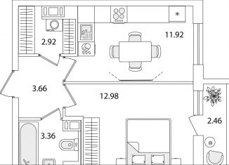 Продажа 1-комнатной квартиры, 36.1 м2, Санкт-Петербург, улица Тамбасова, 5Н