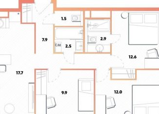 Продажа трехкомнатной квартиры, 51.2 м2, Москва, ЖК Баланс