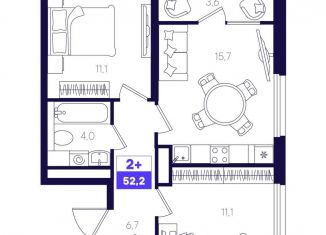 2-ком. квартира на продажу, 52.2 м2, Тюмень