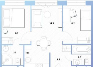 Продаю 2-ком. квартиру, 41.4 м2, Москва, ЖК Баланс