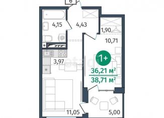 Продаю 1-ком. квартиру, 36.2 м2, Тюмень, улица Тимофея Кармацкого, 17