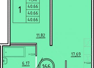 Продажа однокомнатной квартиры, 40.7 м2, посёлок Шушары