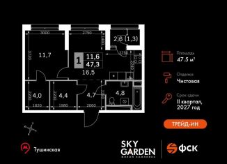 Продажа 1-комнатной квартиры, 47.5 м2, Москва, Строительный проезд, 9с9