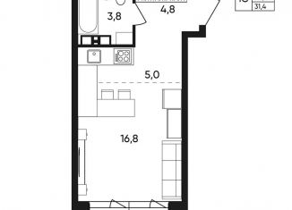 Продаю квартиру студию, 31.4 м2, Пермь, Белозёрская улица, 30А