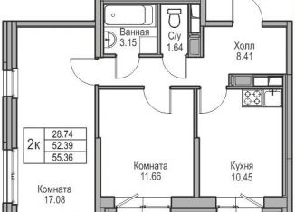 Продается 2-комнатная квартира, 52.4 м2, Санкт-Петербург, Ивинская улица, 1к3