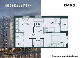 Продажа трехкомнатной квартиры, 64.4 м2, Ульяновск, Засвияжский район