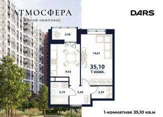 1-ком. квартира на продажу, 35.1 м2, Ульяновск, жилой комплекс Атмосфера, 5