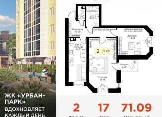 Продается 2-ком. квартира, 71.1 м2, Тверь