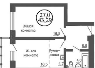 Продаю двухкомнатную квартиру, 43.3 м2, Новосибирск, улица Коминтерна, 128, Дзержинский район