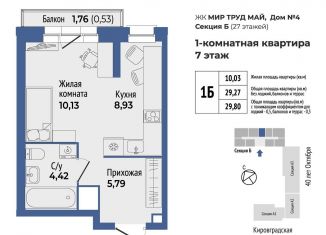 Продам 1-комнатную квартиру, 29.8 м2, Екатеринбург, метро Машиностроителей