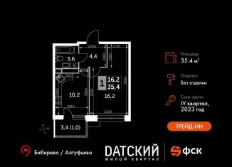 Продам однокомнатную квартиру, 35.4 м2, Московская область, улица Полковника Романова, 11