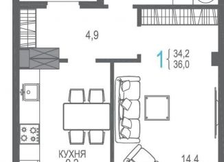 Продаю 1-комнатную квартиру, 37.4 м2, Крым, проспект Ленина, 66Бк1