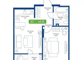 Продается квартира студия, 43.2 м2, Новосибирск, улица Королёва, 2