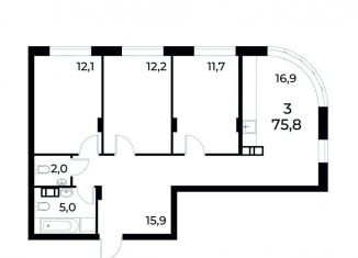 Продается трехкомнатная квартира, 75.3 м2, Нижегородская область, улица Коперника