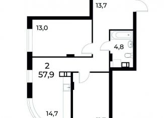 Продаю 2-ком. квартиру, 58.2 м2, Нижегородская область, улица Коперника