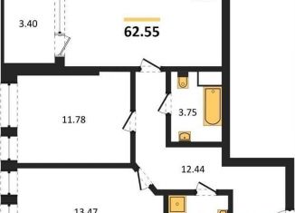 2-комнатная квартира на продажу, 62.6 м2, Воронеж, Железнодорожный район, набережная Чуева, 7