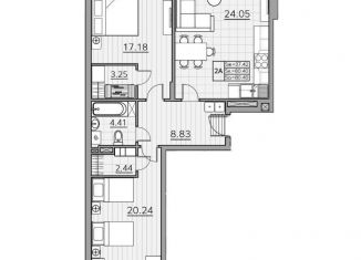 Продается 2-ком. квартира, 80.4 м2, Казань, ЖК Времена года, улица Генерала Ерина, 5Д