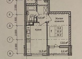 Однокомнатная квартира на продажу, 34.9 м2, Нижегородская область, улица Романтиков, 14