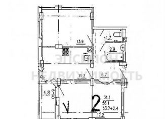 Продажа 2-ком. квартиры, 59 м2, Курск, улица Радищева, 20, Центральный округ