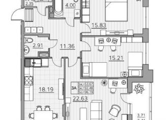 Продаю трехкомнатную квартиру, 96.2 м2, Казань, ЖК Времена года, улица Генерала Ерина, 5Д